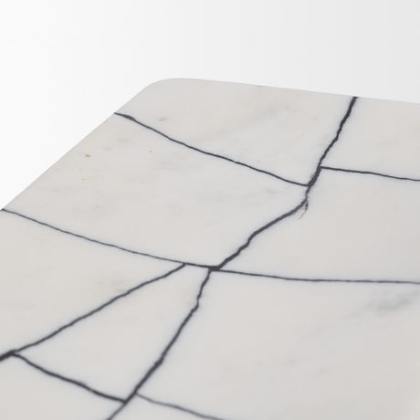 Tratto Rectangular White Marble Decorative Tray from Mercana - Luna Furniture
