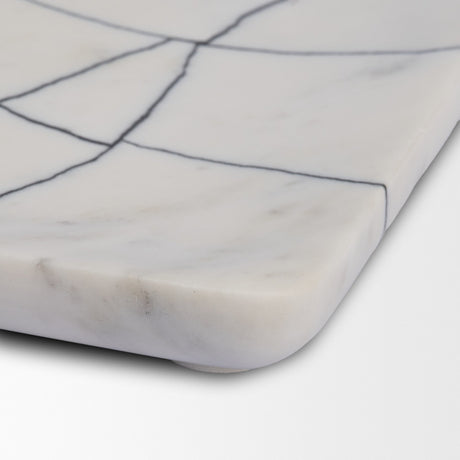 Tratto Rectangular White Marble Decorative Tray from Mercana - Luna Furniture