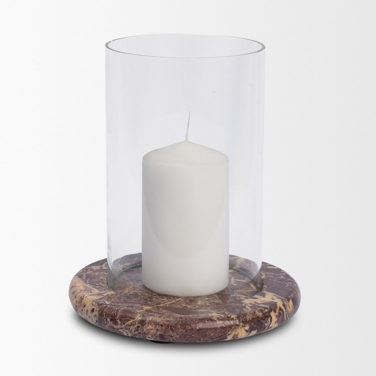 Bordo Red Marble w/ Glass Hurricane Candle Holder from Mercana - Luna Furniture