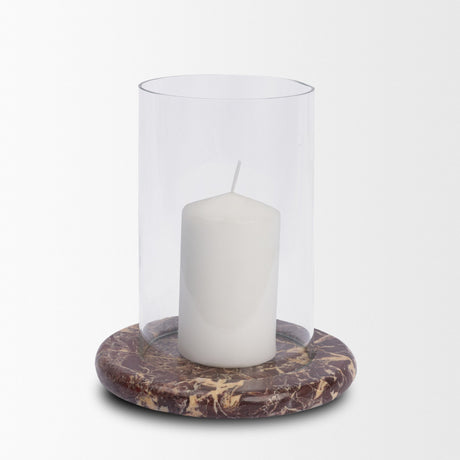 Bordo Red Marble w/ Glass Hurricane Candle Holder from Mercana - Luna Furniture