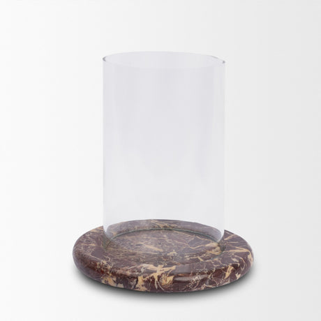 Bordo Red Marble w/ Glass Hurricane Candle Holder from Mercana - Luna Furniture