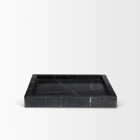 Stratus Black Marble Square Decorative Tray from Mercana - Luna Furniture