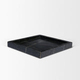 Stratus Black Marble Square Decorative Tray from Mercana - Luna Furniture