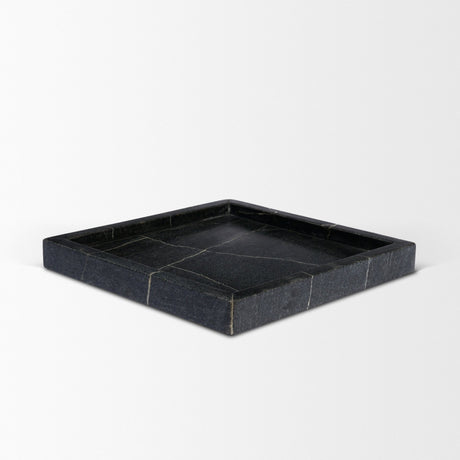 Stratus Black Marble Square Decorative Tray from Mercana - Luna Furniture