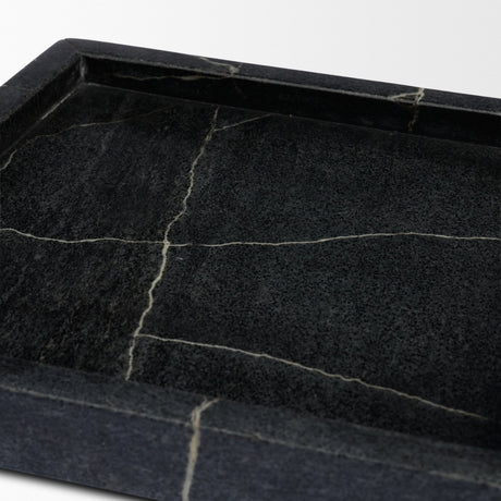 Stratus Black Marble Square Decorative Tray from Mercana - Luna Furniture