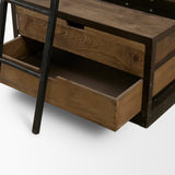 Brodie VII 32L x 22W x 94H Brown Wood Gun-Metal Bracing Four Shelf Shelving Unit from Mercana - Luna Furniture