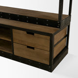 Brodie VIII 57L x 20.5W x 94H Brown Wood Gun-Metal Ladder Four Shelf Shelving Unit from Mercana - Luna Furniture