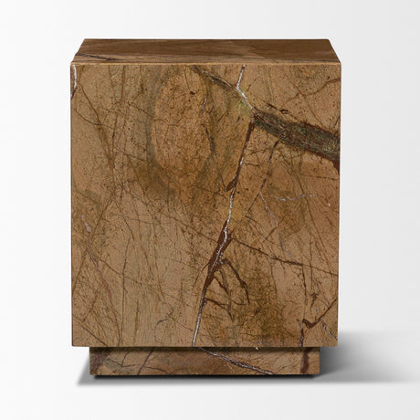 Matteo Solid Rainforest Rust Marble Square Side Table from Mercana - Luna Furniture