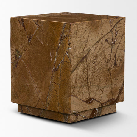 Matteo Solid Rainforest Rust Marble Square Side Table from Mercana - Luna Furniture