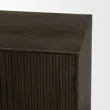 Cinder Distressed Dark Brown Wood Reeded 4-Door Closed Sideboard from Mercana - Luna Furniture