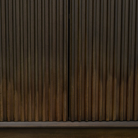 Cinder Distressed Dark Brown Wood Reeded 4-Door Closed Sideboard from Mercana - Luna Furniture