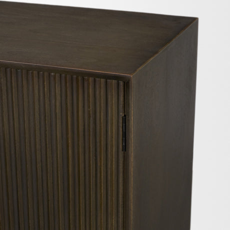 Cinder Distressed Dark Brown Wood Reeded 2-Door Closed Accent Cabinet from Mercana - Luna Furniture