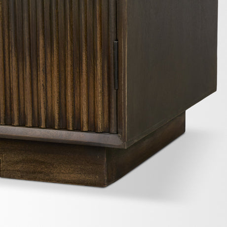 Cinder Distressed Dark Brown Wood Reeded 2-Door Closed Accent Cabinet from Mercana - Luna Furniture