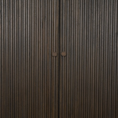 Cinder Distressed Dark Brown Wood Reeded 2-Door Closed Tall Cabinet from Mercana - Luna Furniture