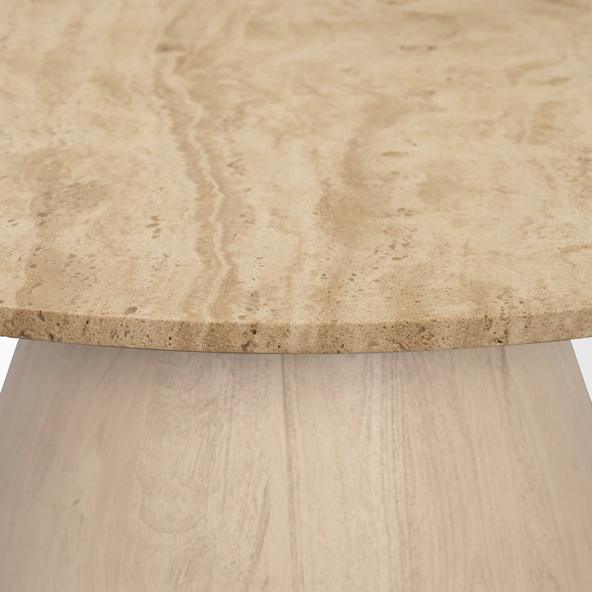 Allyson 36" Light Wood Base w/ Travertine Top Coffee Table from Mercana - Luna Furniture
