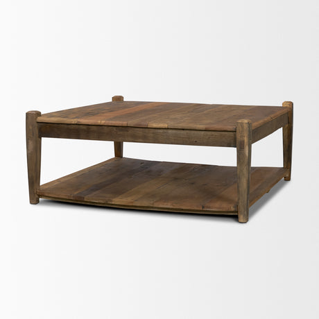 Ashwick Dark Brown Reclaimed Wood Square Coffee Table from Mercana - Luna Furniture
