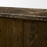 Kendrix Dark Brown Oak Wood Cappuccino Marble 4 Door Closed Sideboard from Mercana - Luna Furniture