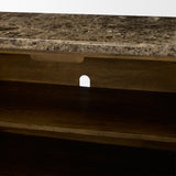 Kendrix Dark Brown Oak Wood Cappuccino Marble 4 Door Closed Sideboard from Mercana - Luna Furniture