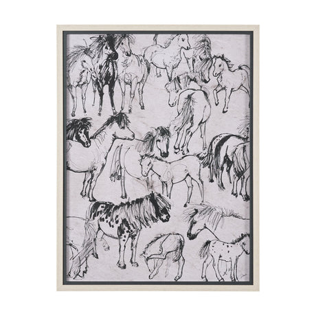 Pony Sketches I by Mercana Studio Hand-Embellished Framed Artwork Matted under Glass from Mercana - Luna Furniture