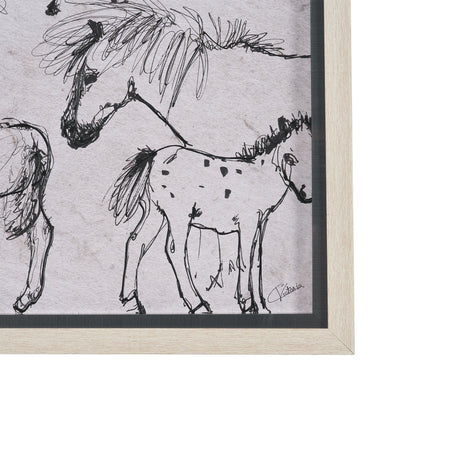 Pony Sketches I by Mercana Studio Hand-Embellished Framed Artwork Matted under Glass from Mercana - Luna Furniture
