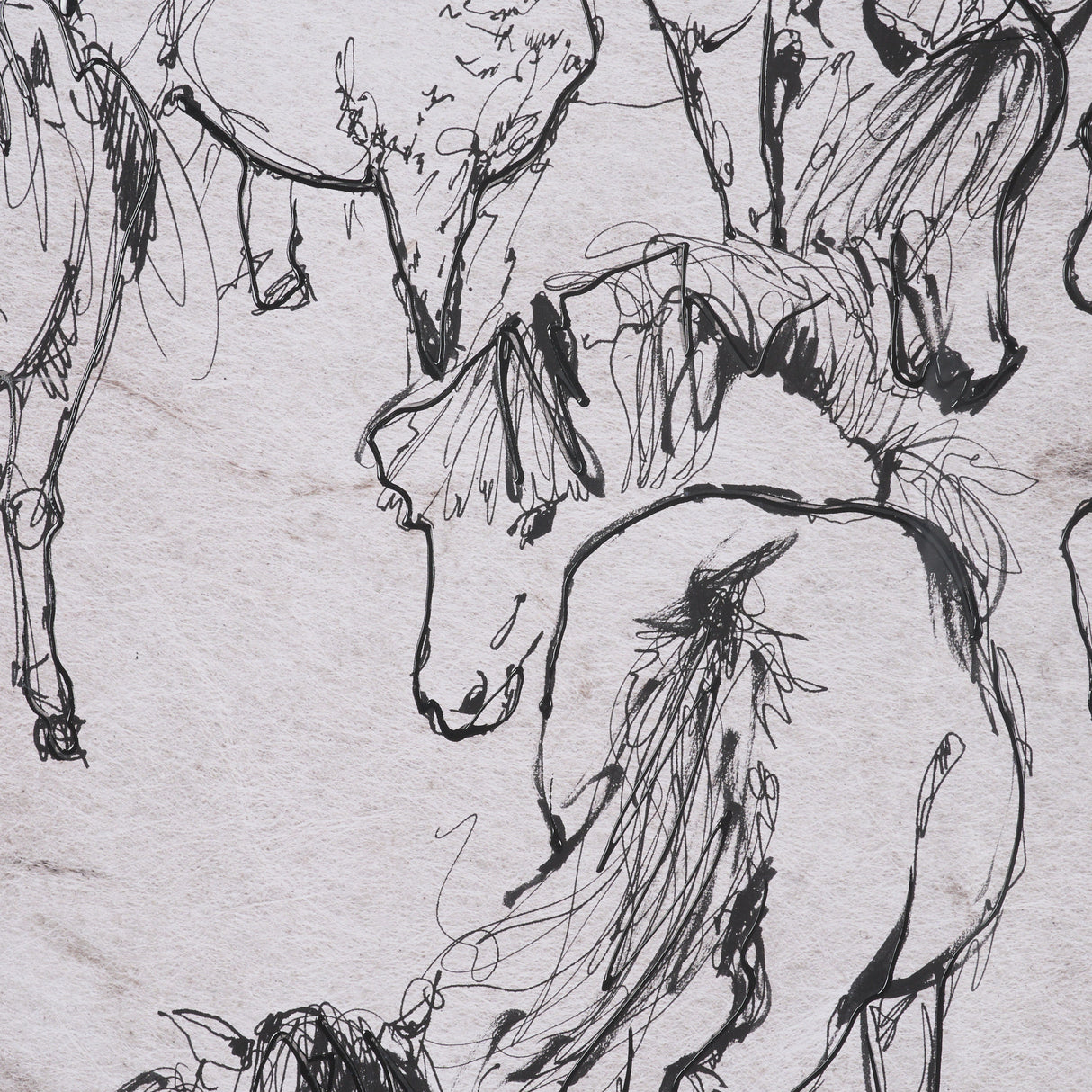 Pony Sketches I by Mercana Studio Hand-Embellished Framed Artwork Matted under Glass from Mercana - Luna Furniture