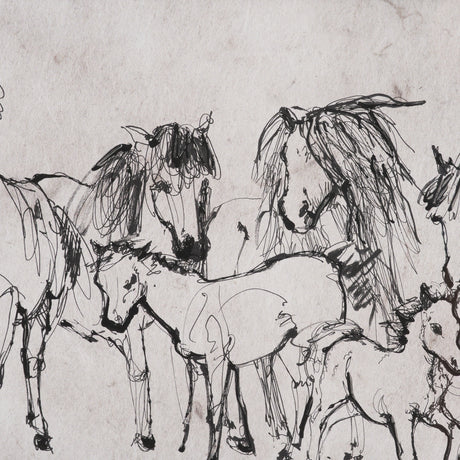 Pony Sketches II by Mercana Studio Hand-Embellished Framed Artwork Matted under Glass from Mercana - Luna Furniture