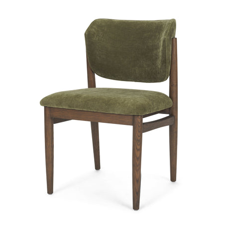 Cline Moss 008 Olive Fabric Upholstered and Brown Wood Dining Chair, Set of 2 from Mercana - Luna Furniture