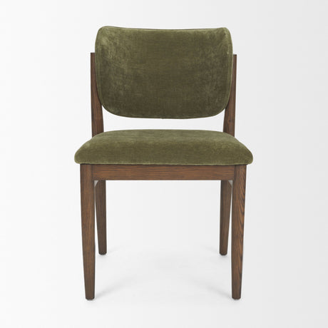 Cline Moss 008 Olive Fabric Upholstered and Brown Wood Dining Chair, Set of 2 from Mercana - Luna Furniture