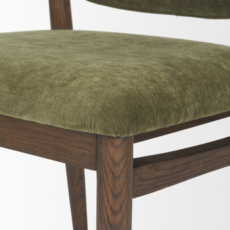 Cline Moss 008 Olive Fabric Upholstered and Brown Wood Dining Chair, Set of 2 from Mercana - Luna Furniture