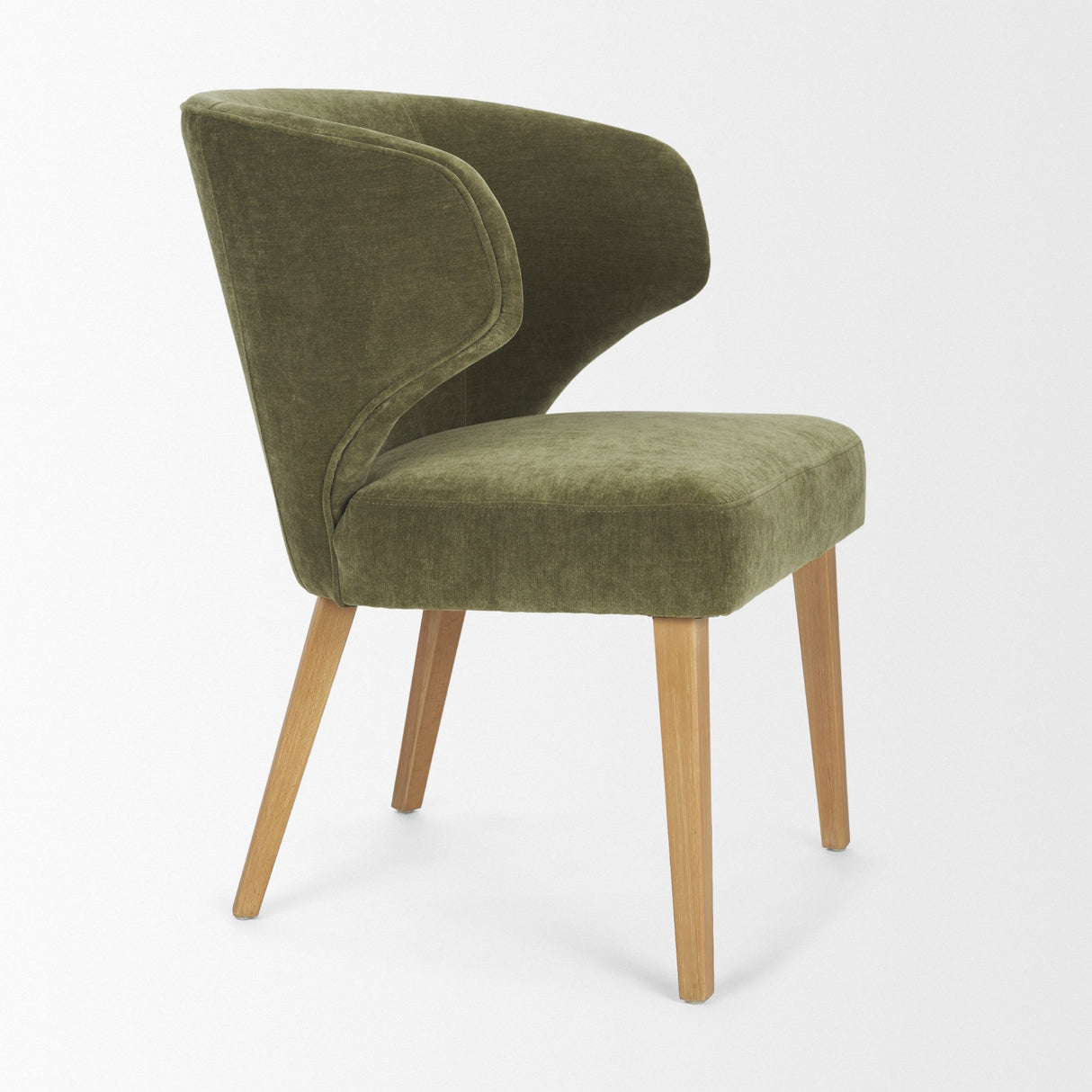 Niles 22.5L x 24.5W x 32H Moss Olive Fabric Seat W/ Mid Brown Wooden Legs Wingback Dining Chair from Mercana - Luna Furniture