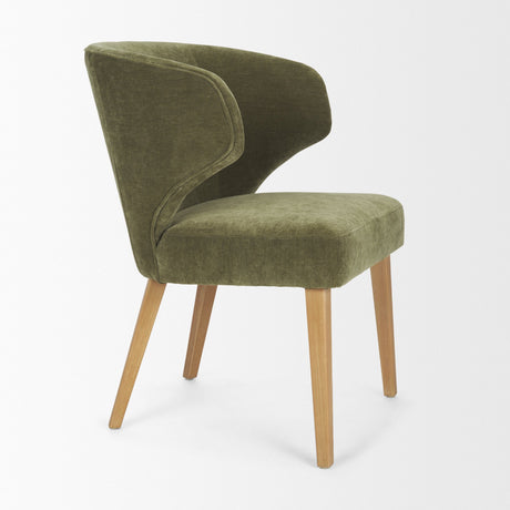 Niles 22.5L x 24.5W x 32H Moss Olive Fabric Seat W/ Mid Brown Wooden Legs Wingback Dining Chair from Mercana - Luna Furniture