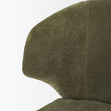 Niles 22.5L x 24.5W x 32H Moss Olive Fabric Seat W/ Mid Brown Wooden Legs Wingback Dining Chair from Mercana - Luna Furniture