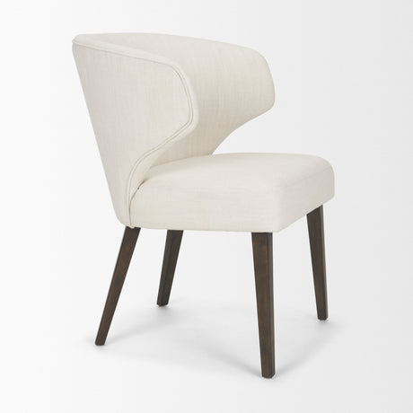 Niles 22.5L x 24.5W x 32H Cream Fabric Seat W/ Dark Brown Wooden Legs Wingback Dining Chair from Mercana - Luna Furniture