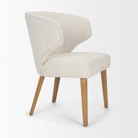 Niles 22.5L x 24.5W x 32H Cream Fabric Seat W/ Med Brown Wooden Legs Wingback Dining Chair (G520-4A) from Mercana - Luna Furniture