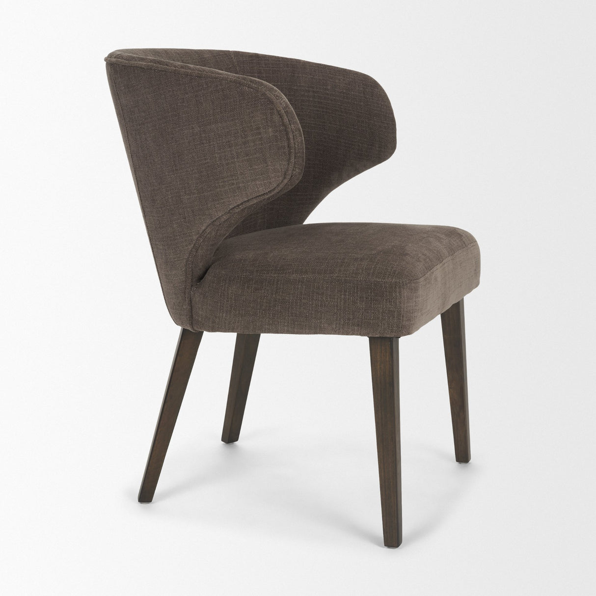 Niles Brown Fabric W/ Dark Brown Wooden Legs Wingback Dining Chair from Mercana - Luna Furniture
