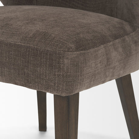 Niles Brown Fabric W/ Dark Brown Wooden Legs Wingback Dining Chair from Mercana - Luna Furniture