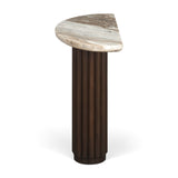 Marbrello Pink Marble Top Dark Brown Fluted Wood Half Moon Console Table Top from Mercana - Luna Furniture