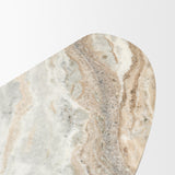 Marbrello Pink Marble Top Dark Brown Fluted Wood Half Moon Console Table Top from Mercana - Luna Furniture