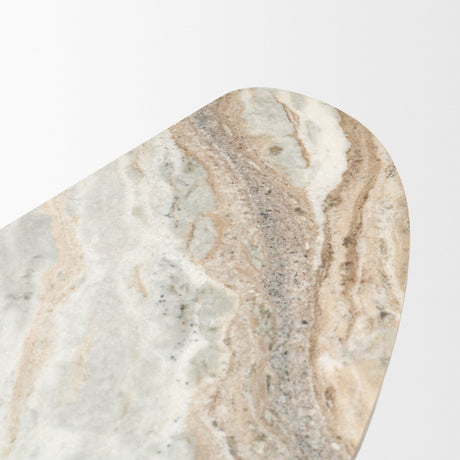 Marbrello Pink Marble Top Dark Brown Fluted Wood Half Moon Console Table Top from Mercana - Luna Furniture