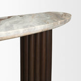Marbrello Pink Marble Top Dark Brown Fluted Wood Half Moon Console Table Top from Mercana - Luna Furniture