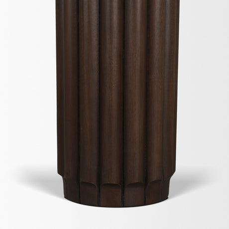 Marbrello Pink Marble Top Dark Brown Fluted Wood Half Moon Console Table Top from Mercana - Luna Furniture
