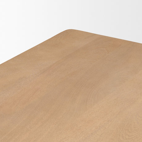 Trellyn 94" Light Brown Solid Wood Carved Woven Base Rectangular Dining Table from Mercana - Luna Furniture