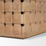 Trellyn 94" Light Brown Solid Wood Carved Woven Base Rectangular Dining Table from Mercana - Luna Furniture