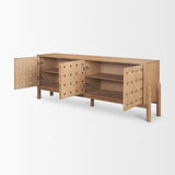 Trellyn Light Brown Solid Wood 4-Door Sideboard with Carved Woven Doors from Mercana - Luna Furniture