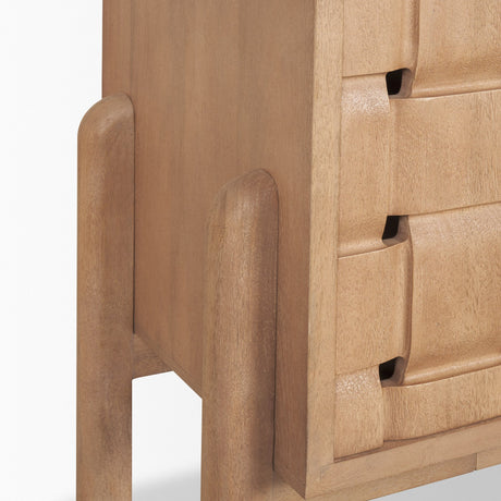 Trellyn Light Brown Solid Wood 4-Door Sideboard with Carved Woven Doors from Mercana - Luna Furniture