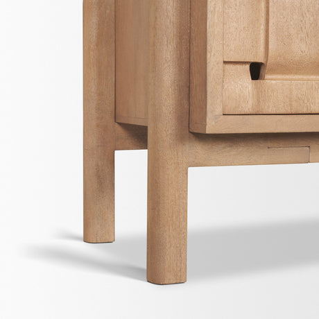 Trellyn Light Brown Solid Wood 4-Door Sideboard with Carved Woven Doors from Mercana - Luna Furniture