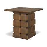 Trellyn Dark Brown Wood w/ Carved Woven Base Square Accent Table from Mercana - Luna Furniture