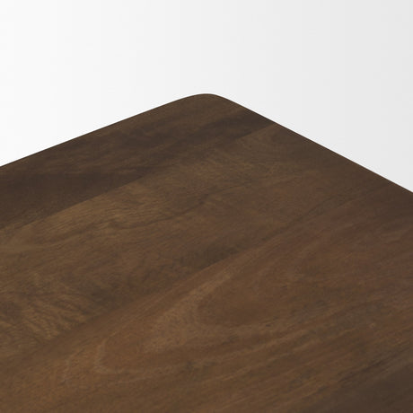 Trellyn Dark Brown Wood w/ Carved Woven Base Square Accent Table from Mercana - Luna Furniture