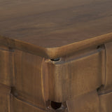 Trellyn Dark Brown Wood w/ Carved Woven Base Square Accent Table from Mercana - Luna Furniture