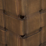 Trellyn Dark Brown Wood w/ Carved Woven Base Square Accent Table from Mercana - Luna Furniture